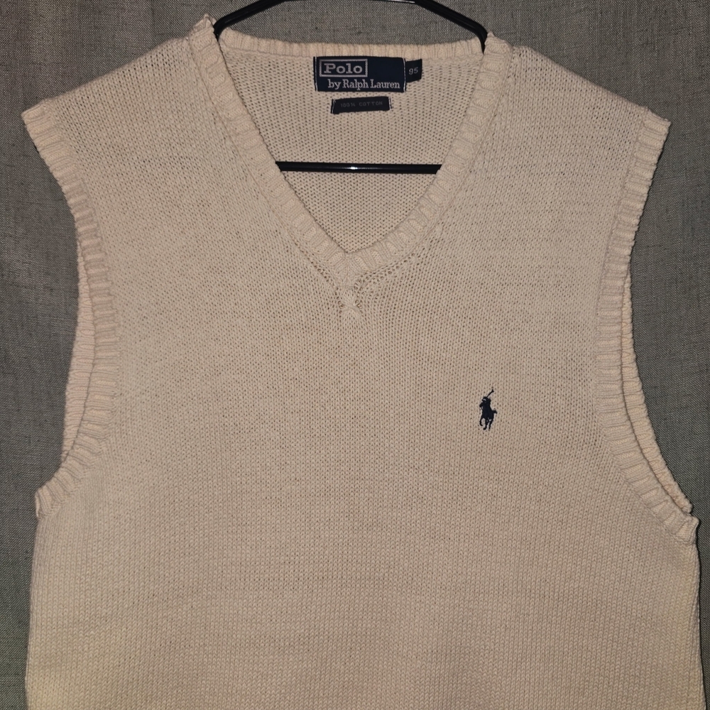 Polo By Ralph Lauren V-Neck Cream Sweater Vest